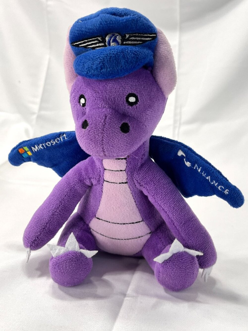 MICROSOFT x NUANCE 8" Tall DAX THE COPILOT Purple Dragon Blue Hat Stuffed Animal